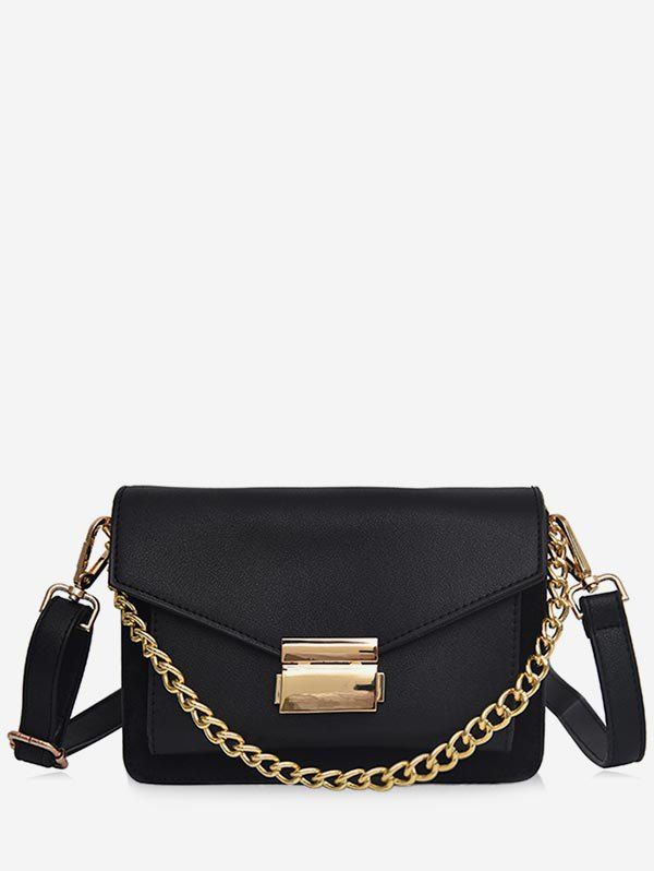 

Metal Chain Minimalist Crossbody Bag, Black