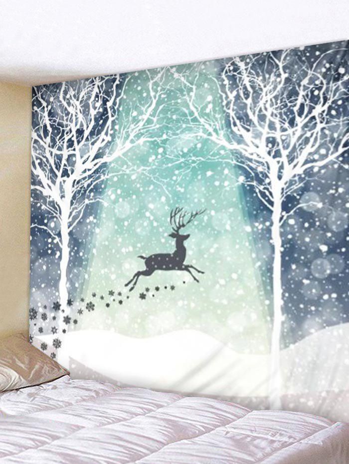 

Christmas Elk Trees Print Tapestry Wall Hanging Decoration, Multi