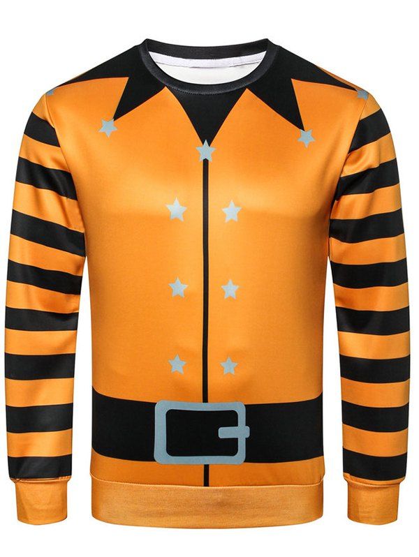 

Star Printed Stripe Sleeve Sweatshirt, Dark orange