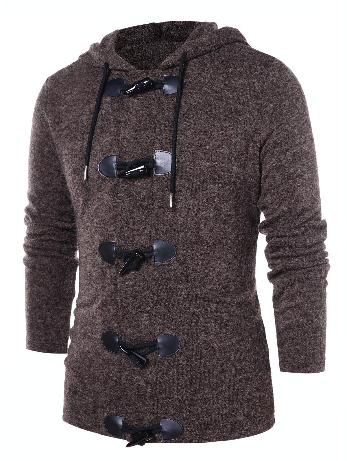 

Button Up Solid Color Hooded Coat, Taupe