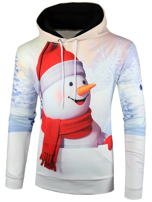 

Christmas Snowman Printed Pocket Hoodie, Multi