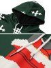 Sweat à Capuche de Noël Créatif Maison Rouge Imprimée - Vert Forêt Moyen M