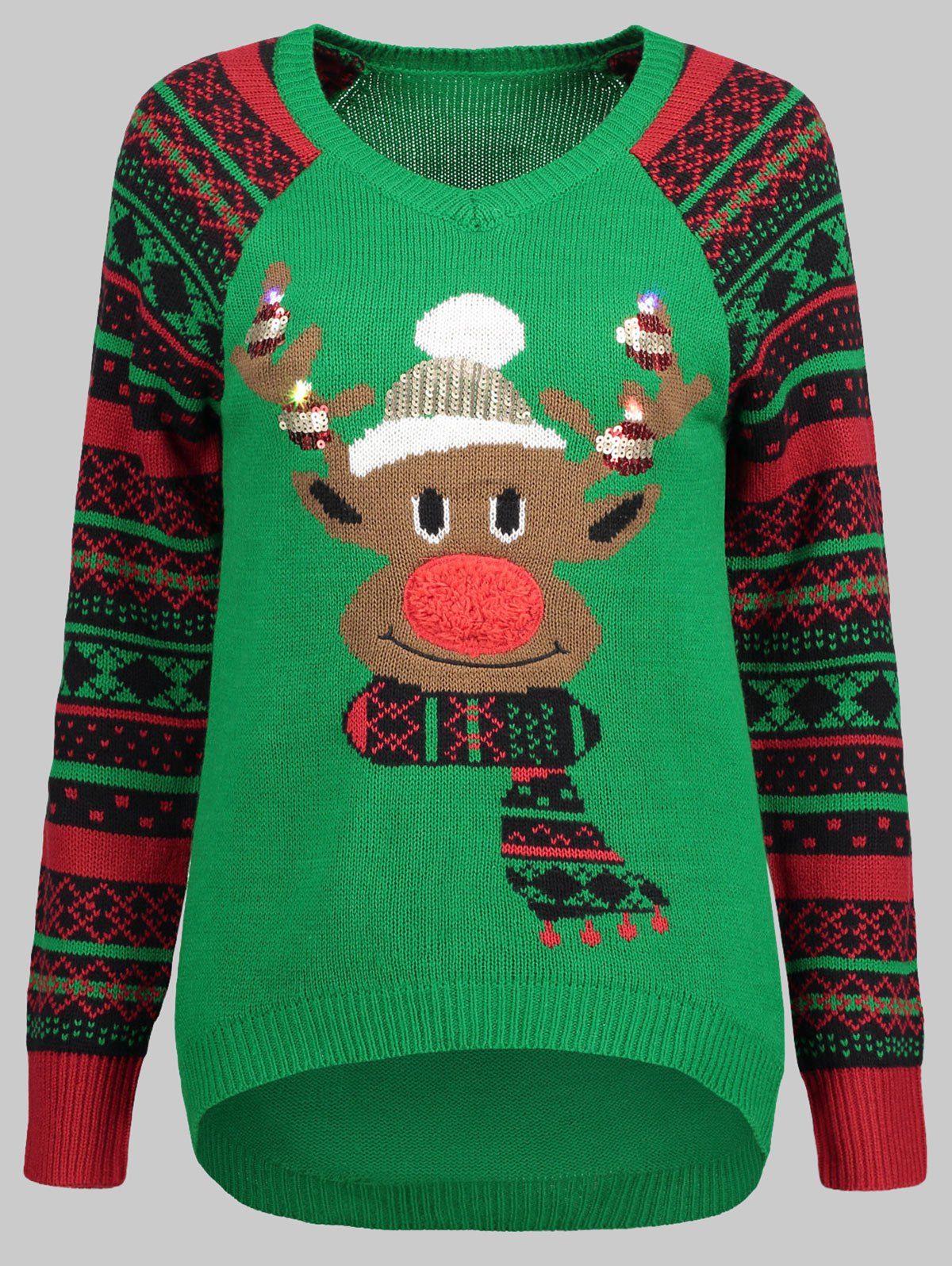 

Plus Size Christmas Reindeer Sweater, Clover green