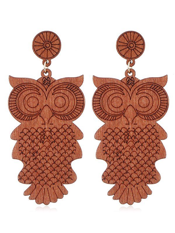 

Cartoon Owl Decorative Wooden Drop Earrings, Orange salmon
