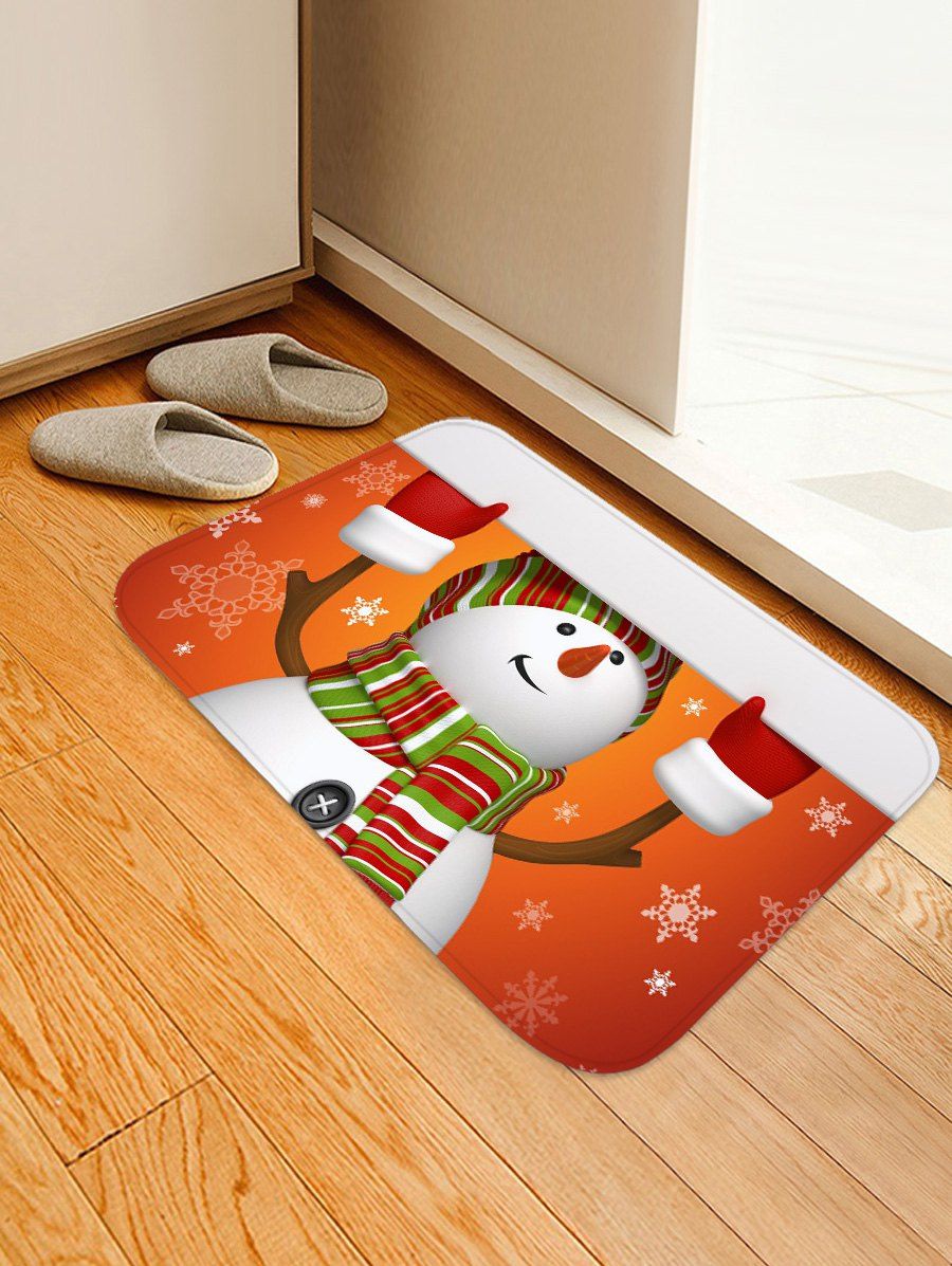 

Christmas Snowman Printed Non-slip Area Rug, Red