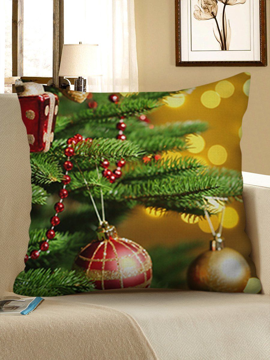

Christmas Tree Ball Printed Pillowcase, Golden brown