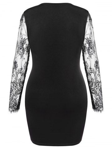 

Plus Size Lace Insert Bodycon Dress, Black