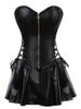 Strapless Plus Size Lace Up Corset with Mini Skirt -  