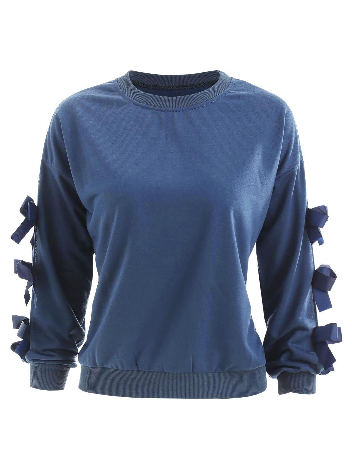

Bowknot Sleeve Sweatshirt, Peacock blue