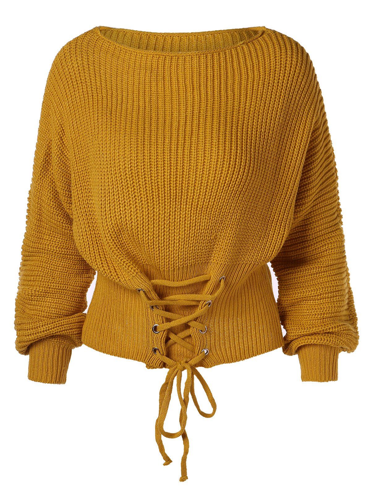 

Balloon Sleeve Corset Waist Sweater, Bee yellow