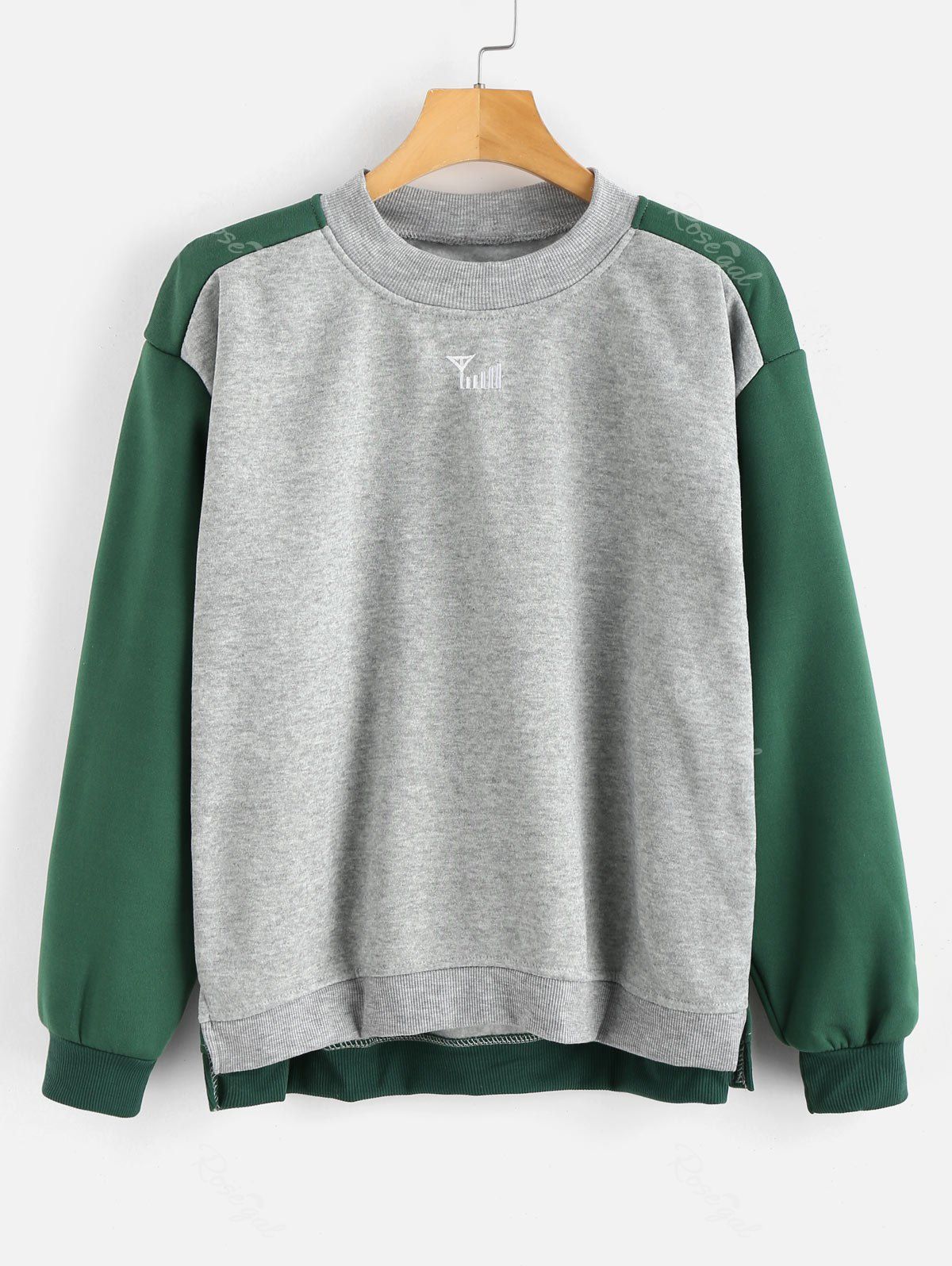 

Plus Size Color Block Thicken Sweatshirt, Light gray
