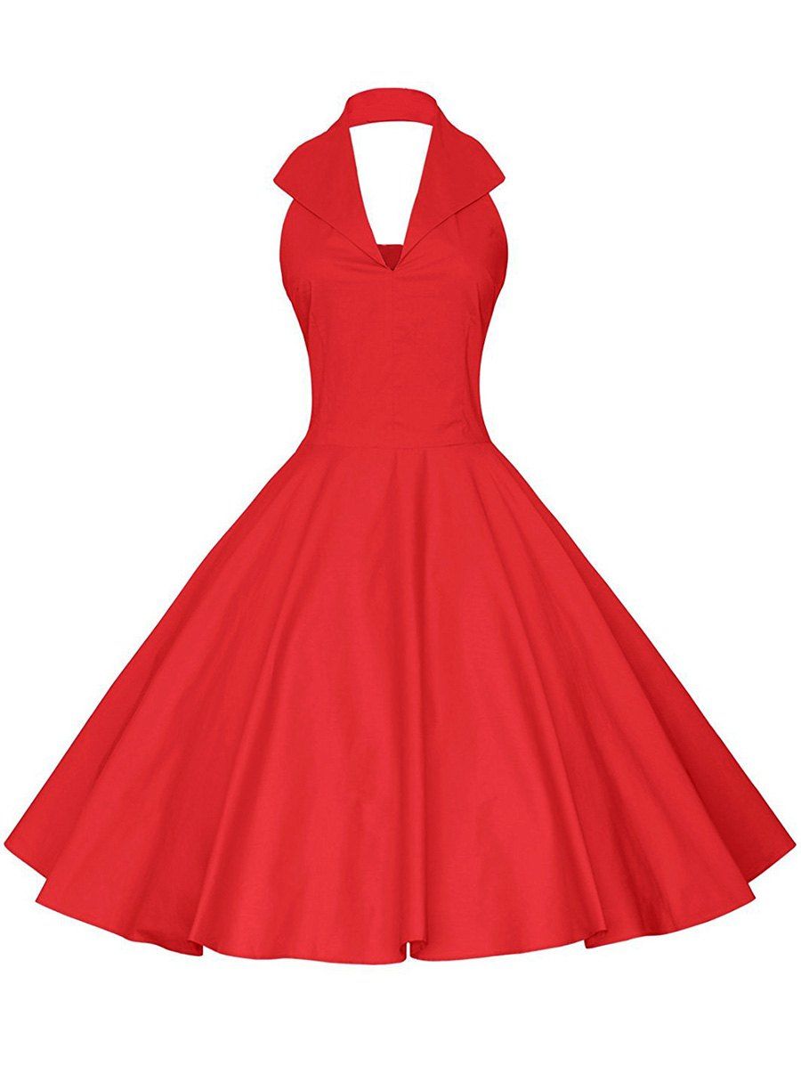

Vintage Halter Pin Up Dress, Red