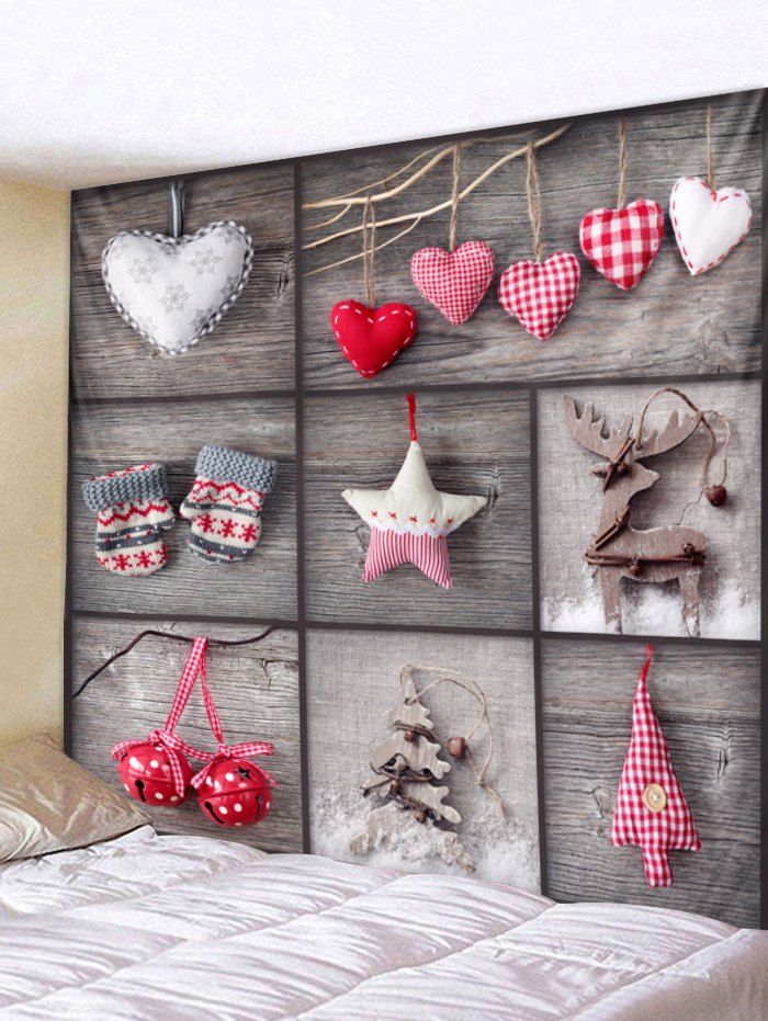 

Christmas Tree Deer Star Print Tapestry Art Decoration, Multi