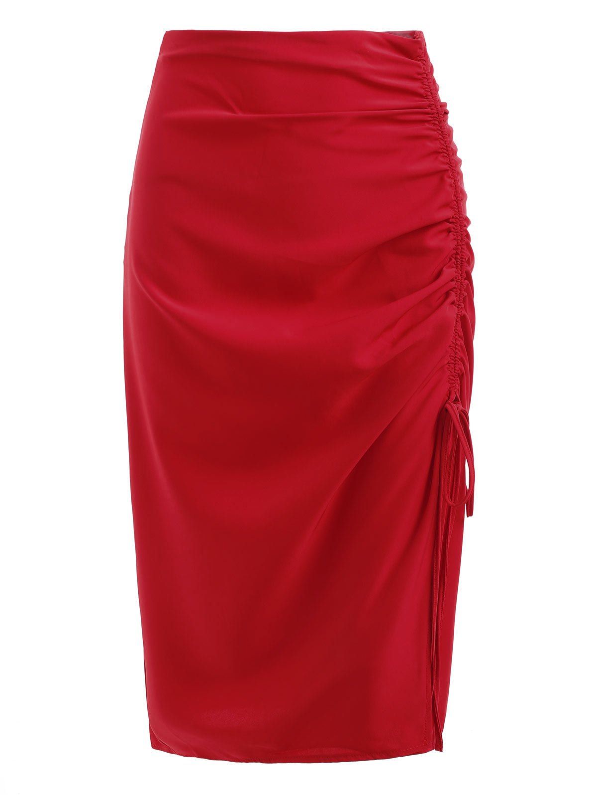 ruched side midi skirt plus size