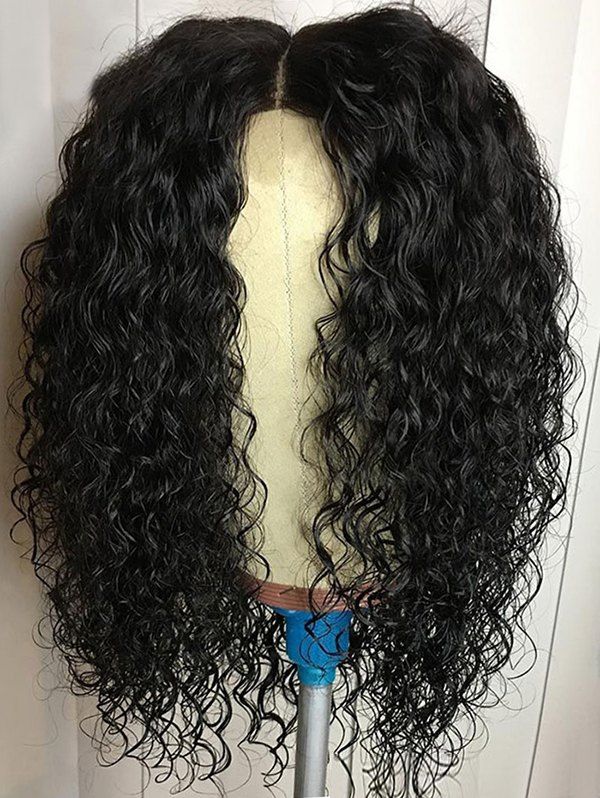 

Center Parting Medium Curly Heat Resistant Synthetic Wig, Natural black