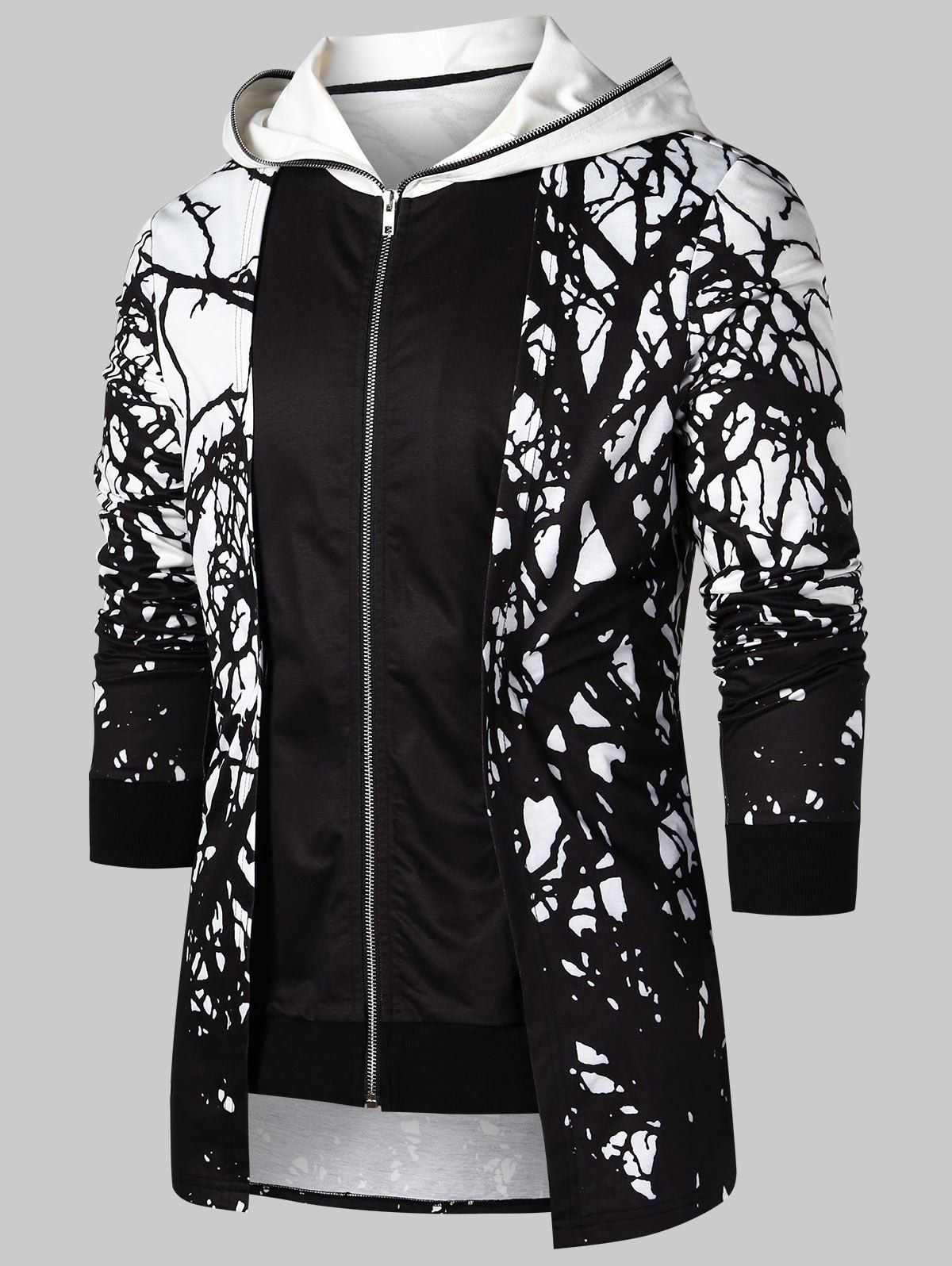 

Faux Twinset Panel Tree Print Hoodie, Multi