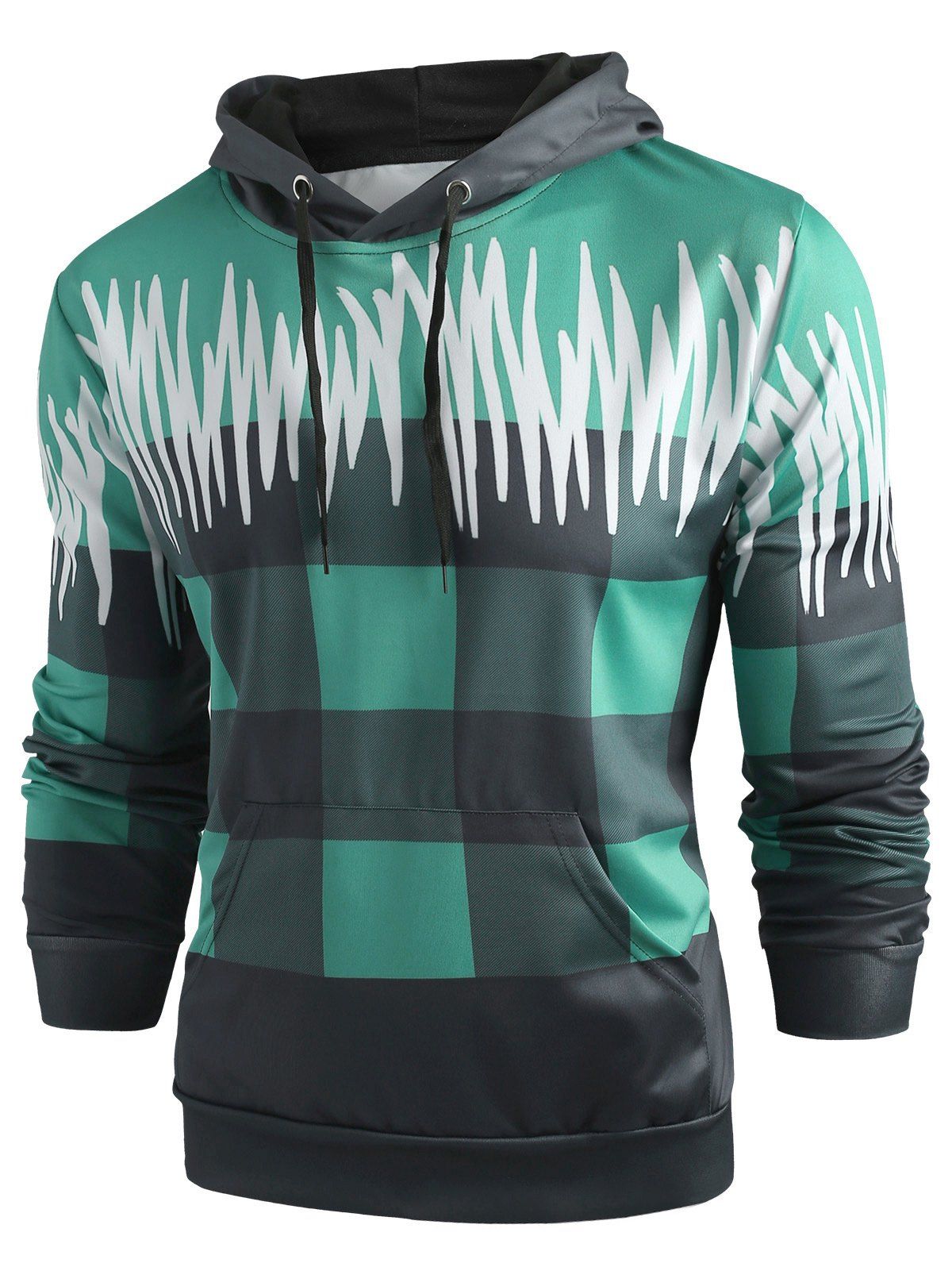 

Checked Print Kangaroo Pocket Hoodie, Multi