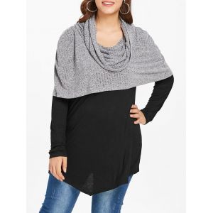 

Plus Size Spliced Longline Hooded Sweater, Gray
