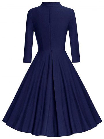 

Plus Size Vintage Flare Dress with Pleated, Deep blue