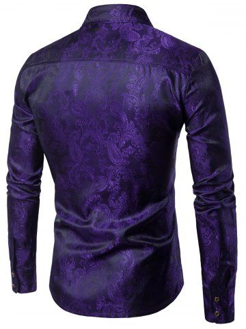 

Casual Long Sleeve Paisley Vintage Shirt, Purple iris