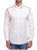Line Print Contrast Color Long Sleeve Shirt -  