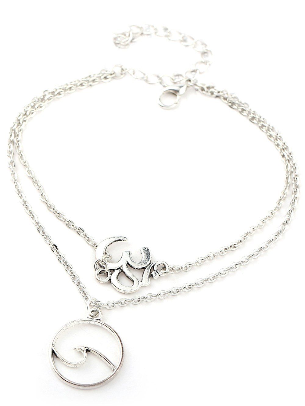 

Bohemian Layered Sea Wave Shape Ancklet Chain, Silver