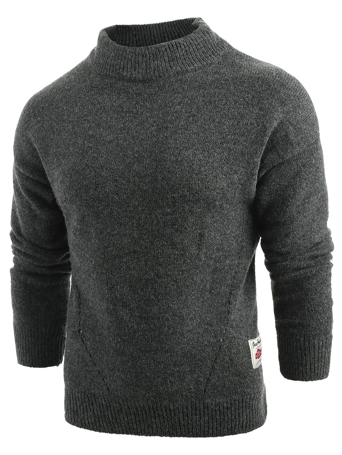 

Long Sleeve Panel Pullover Sweater, Black