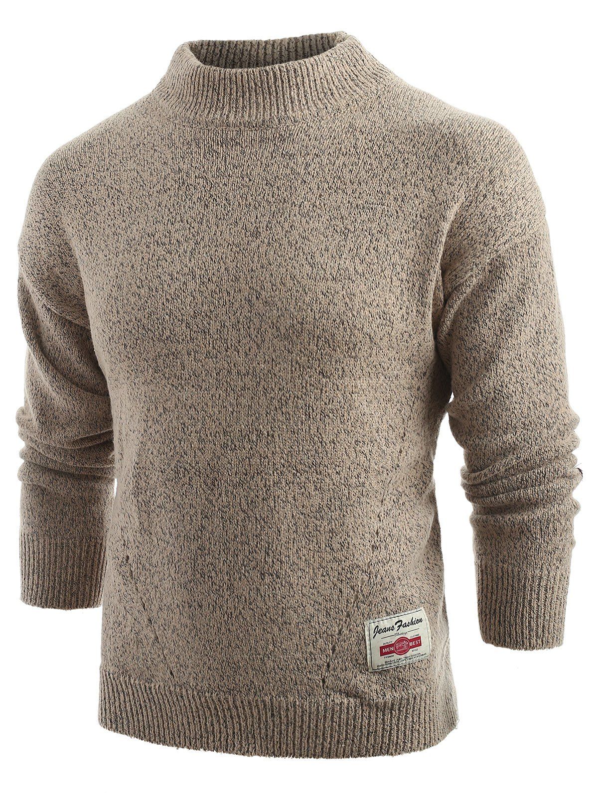 

Long Sleeve Panel Pullover Sweater, Dark khaki