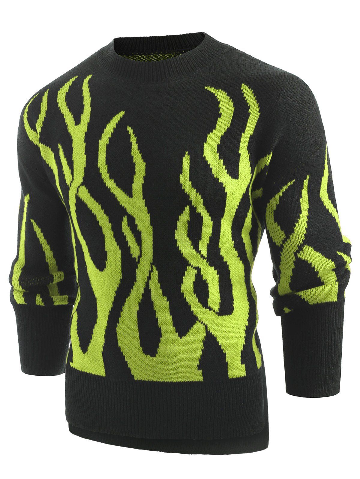 

Plant Print Long Sleeve Pullover Sweater, Green