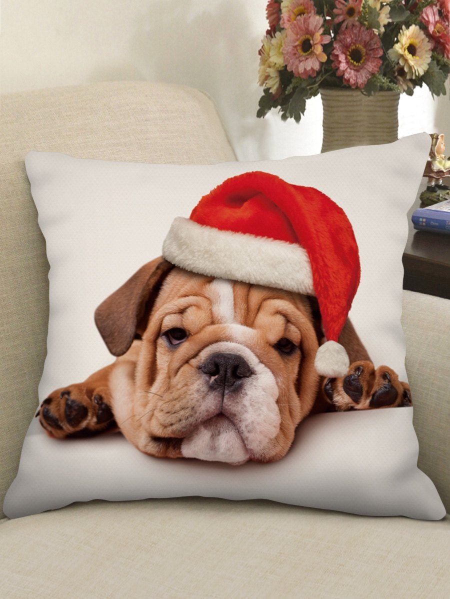 

Christmas Dog Print Decorative Sofa Pillowcase, Multi