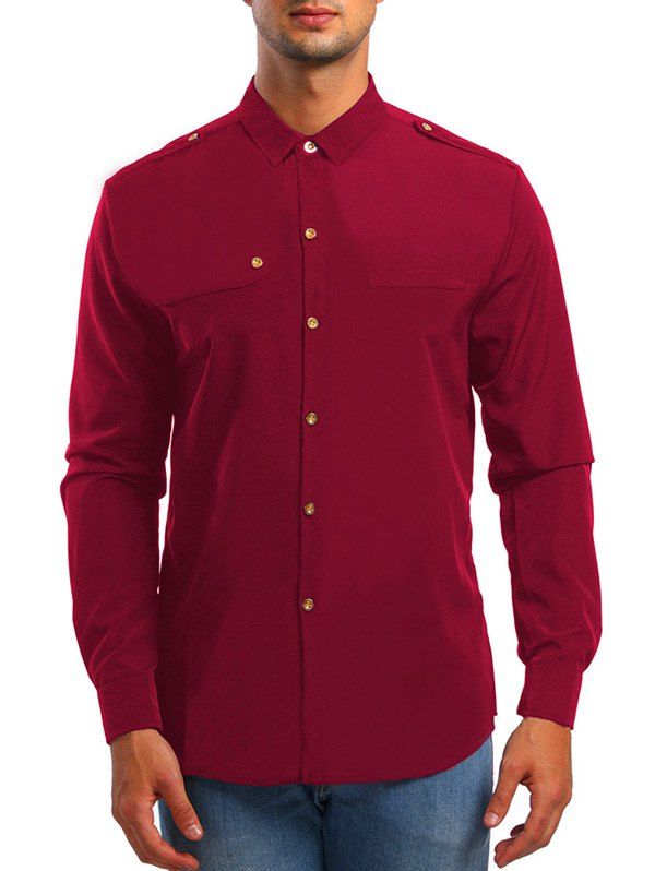 Buy Epaulet Design Long Sleeve Shirt  