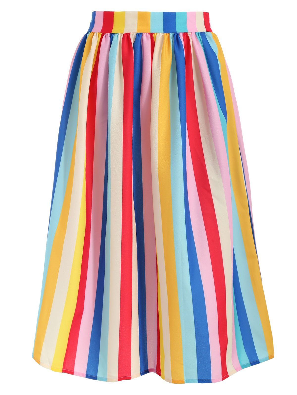 

Colorful Striped Midi Skirt, Multi