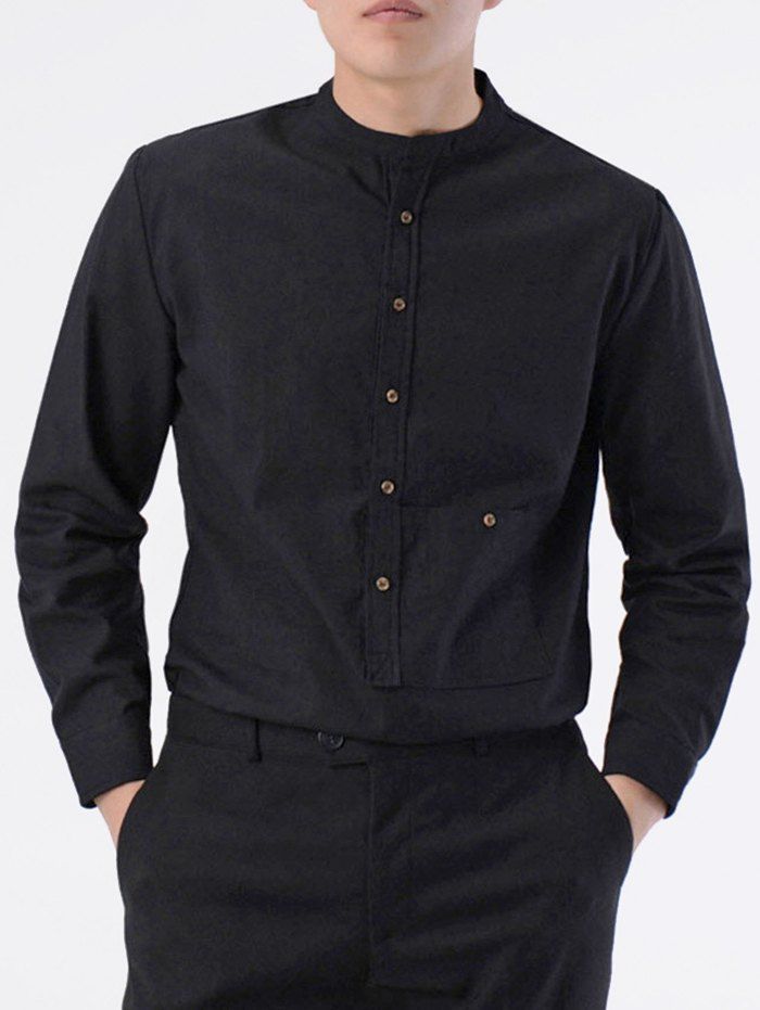 Chemise Boutonnée avec Poche Design Noir L