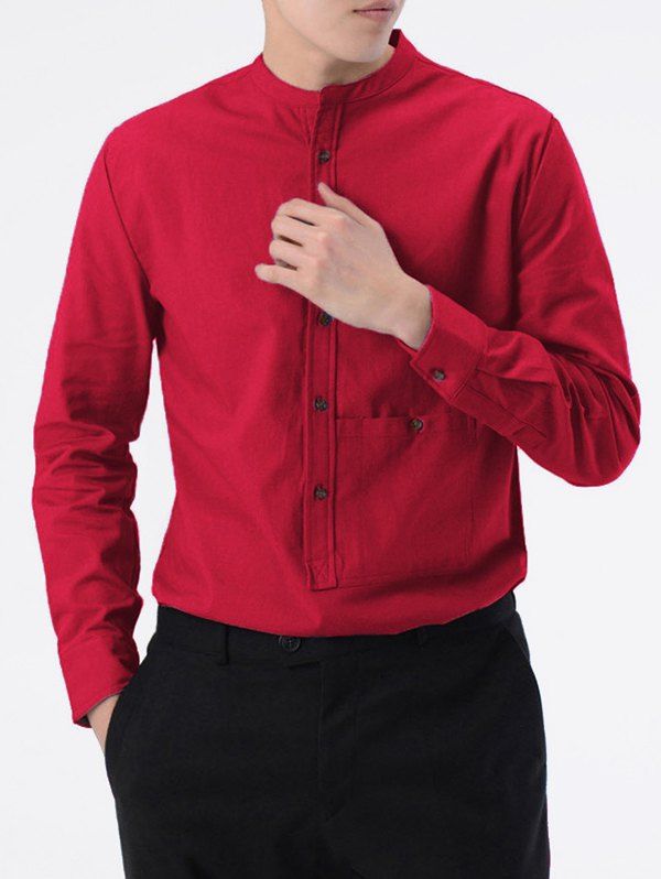 Chemise Boutonnée avec Poche Design Rouge XL