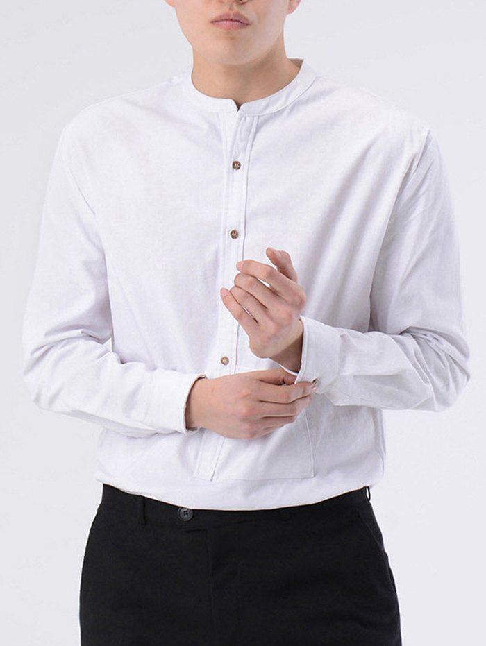 

Pocket Design Button Up Shirt, White