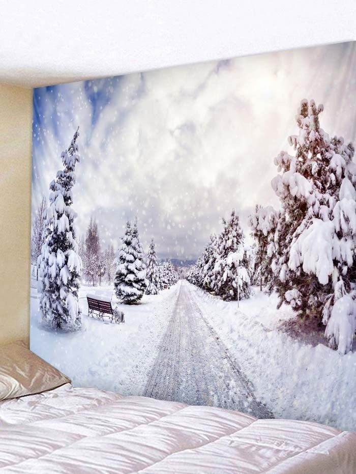 

Snowy Forest Path Print Tapestry Wall Hanging Decoration, White