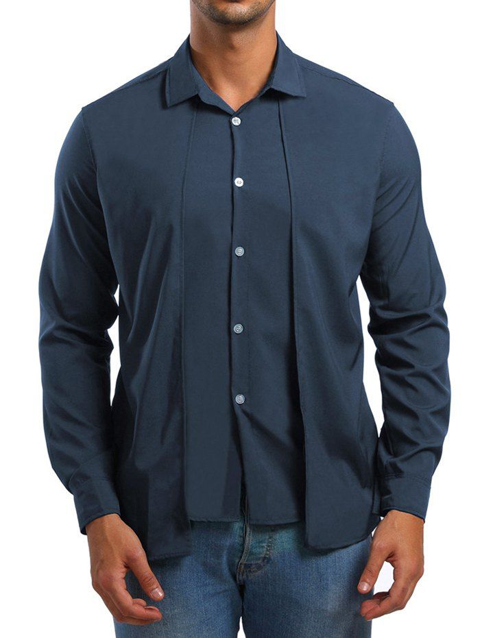 

Faux Twinset Long Sleeve Shirt, Cadetblue