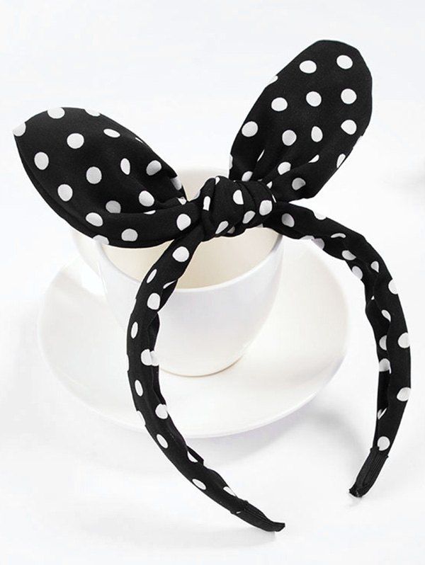 

Polka Dot Bowknot Hair Hoop, Black