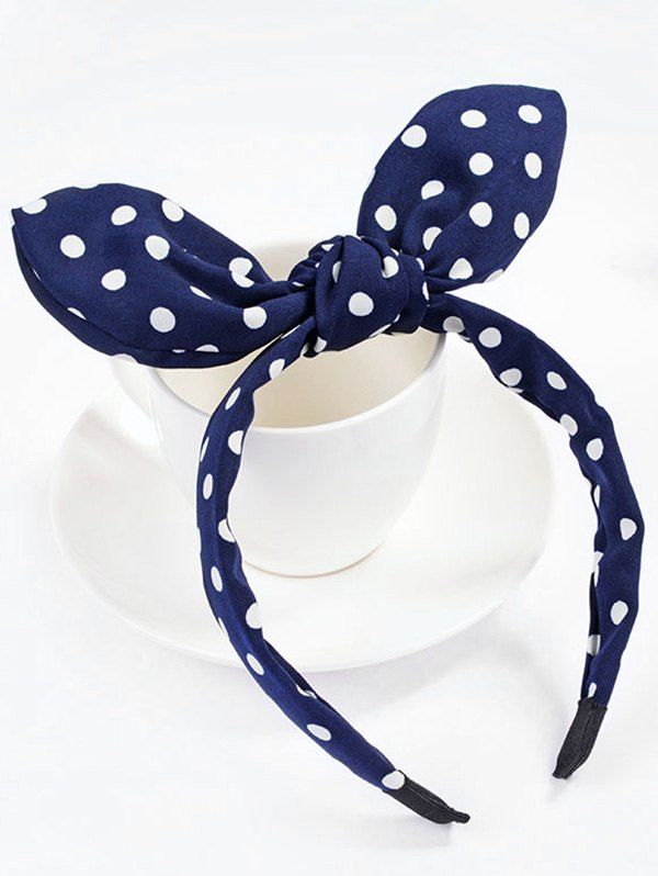 

Polka Dot Bowknot Hair Hoop, Navy blue