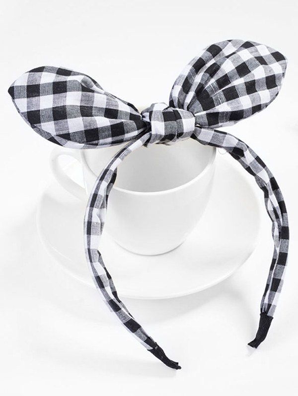

Stylish Plaid Bowknot Hair Hoop, Black