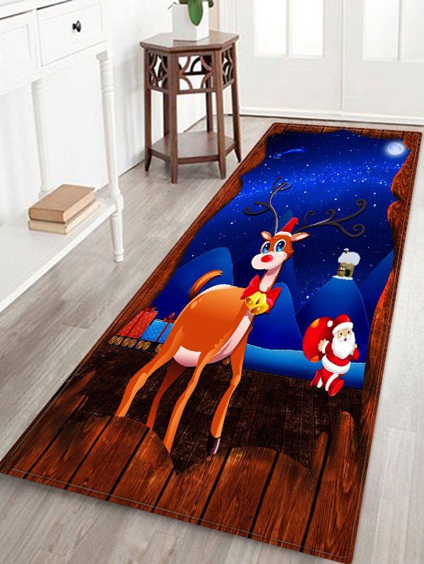 

Christmas Deer Printed Non-slip Area Rug, Dark slate blue