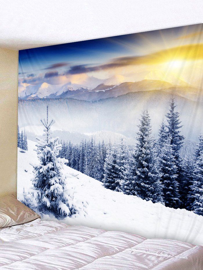 

Snow Mountains Forest Print Tapestry Wall Hanging Decoration, White