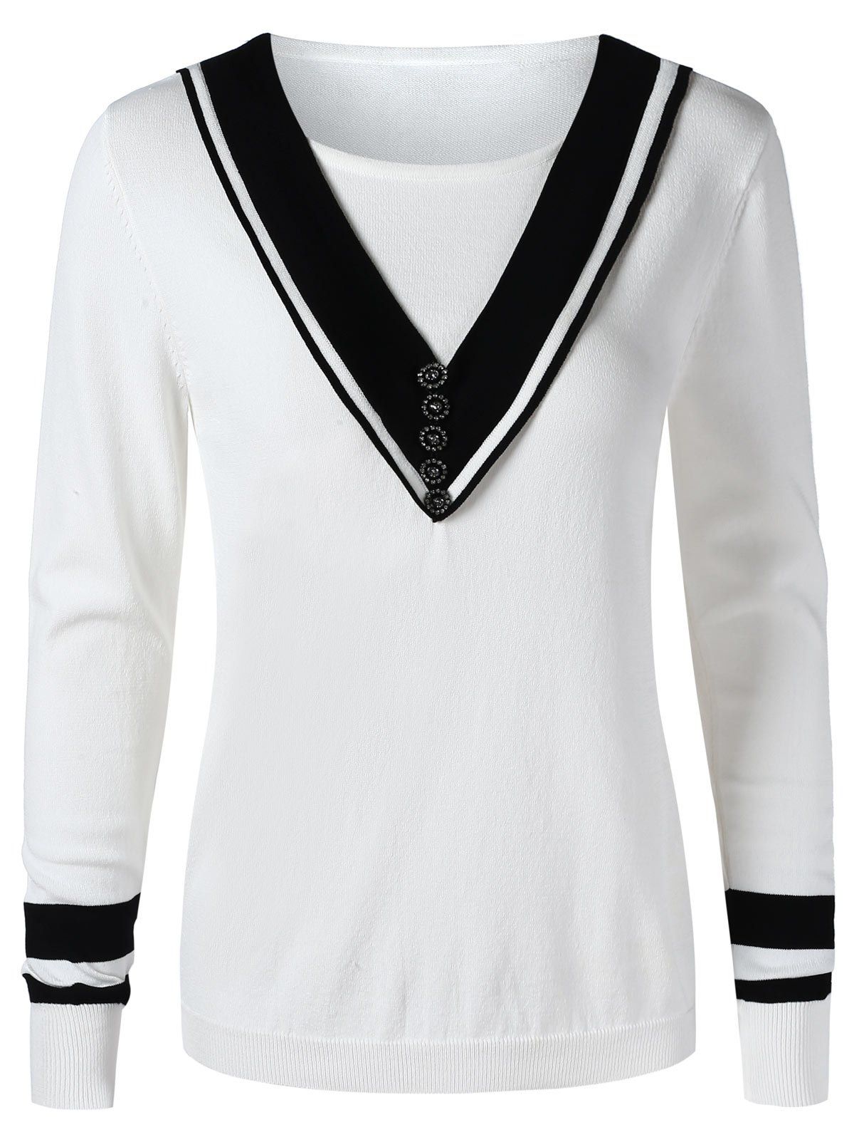 

Color Trim Slim Cricket Knitwear, White
