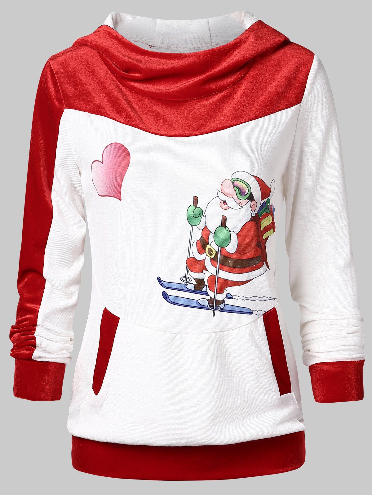 

Christmas Santa Claus Print Hoodie, White