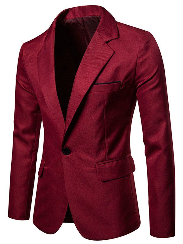 

Faux Chest Pocket Casual Blazer, Red wine