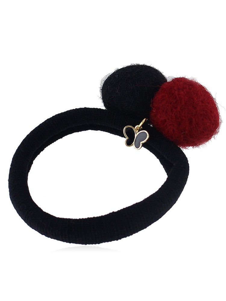 37 Off Elastic Double Balls With Butterfly Decoration Hair Ties