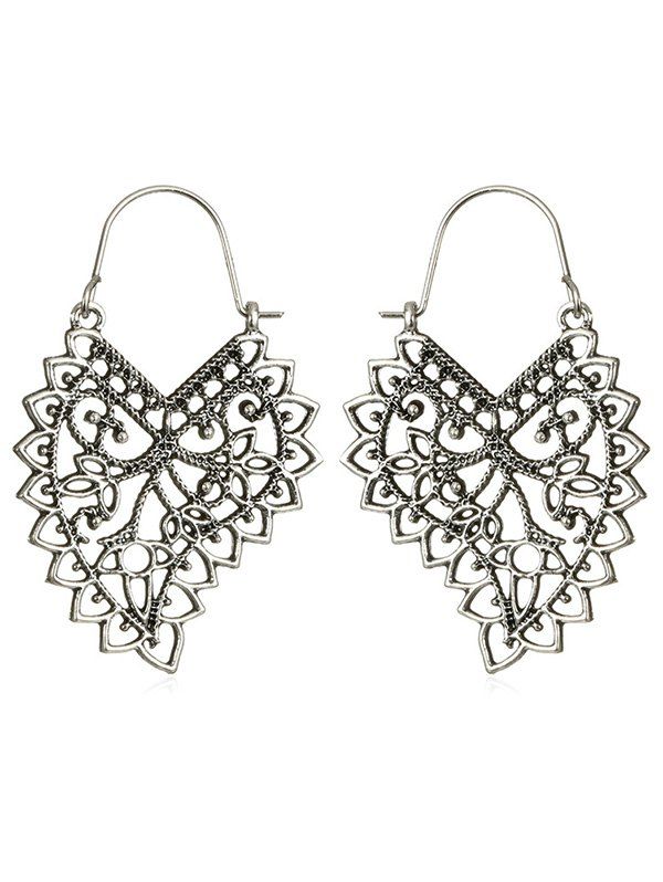 

Metal Hollow Flower Pattern Earrings, Silver