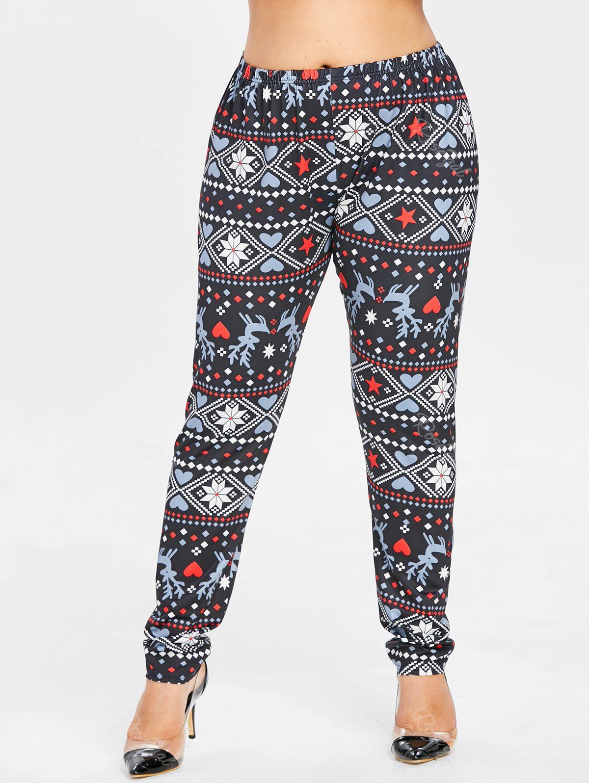 

Plus Size Elk Christmas Leggings, Black