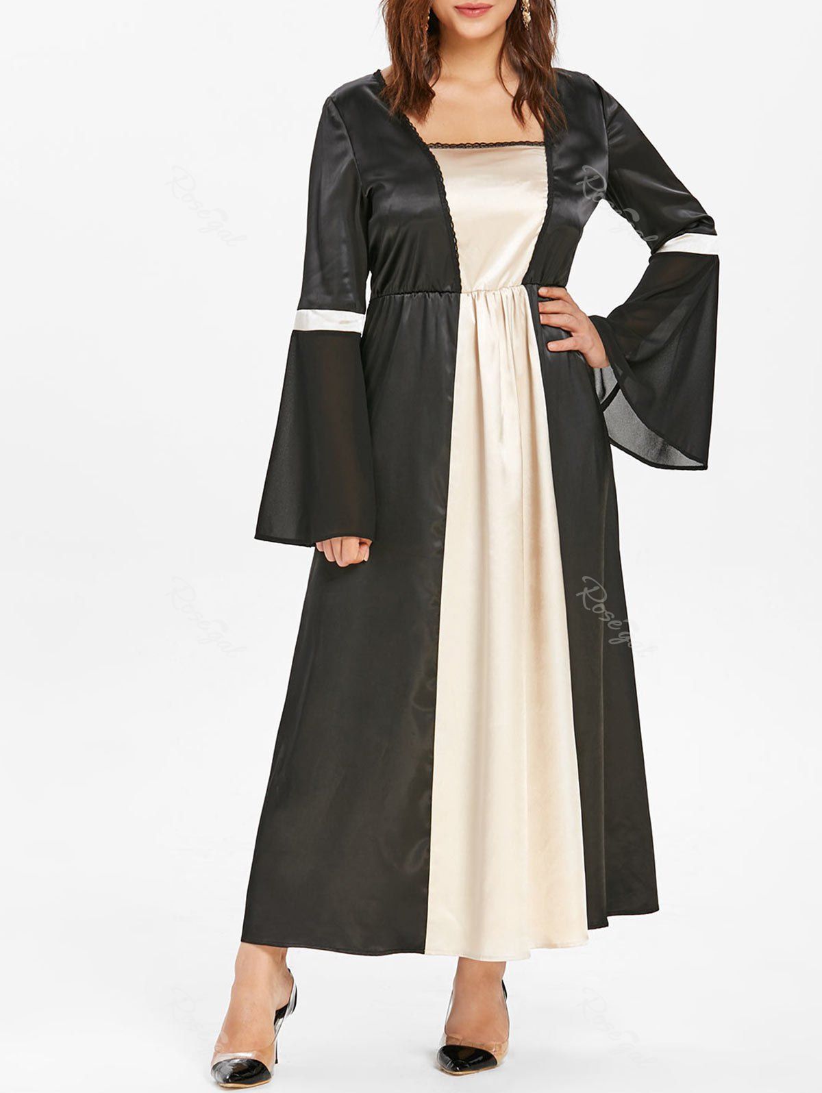 

Plus Size Contrast Halloween Cosplay Dress, Black