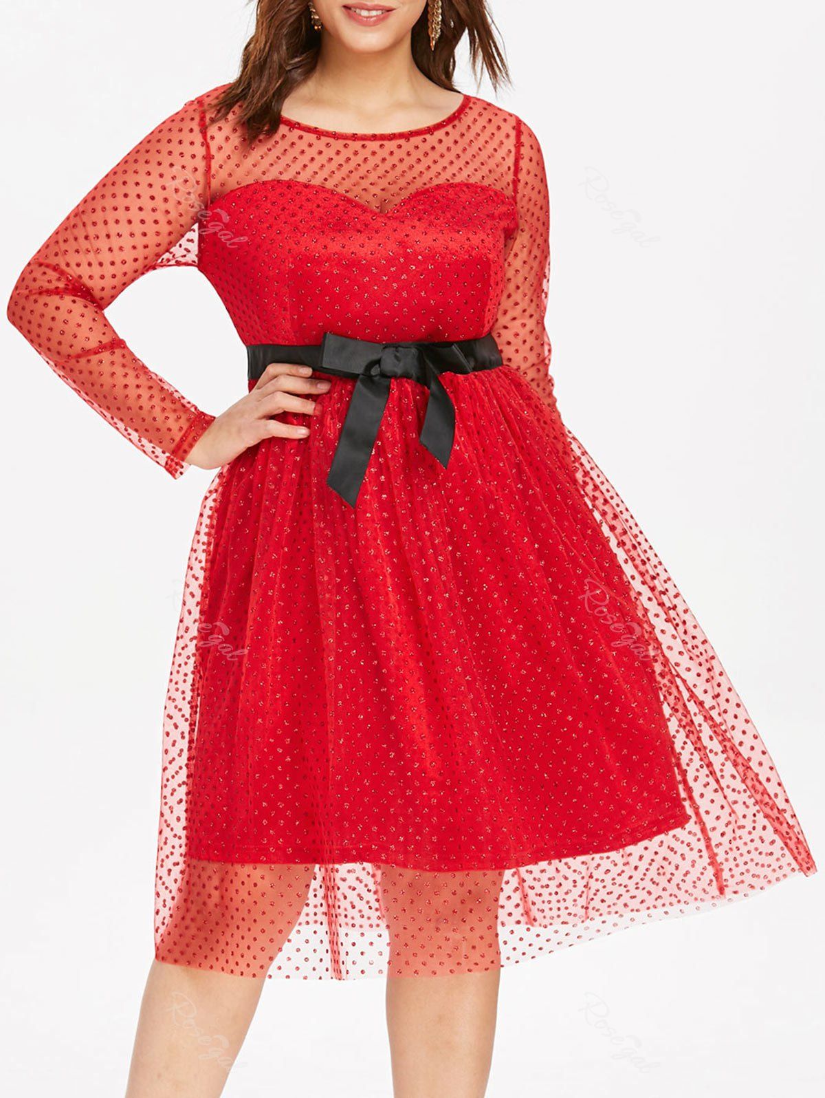 plus size fit and flare dress with sleeves